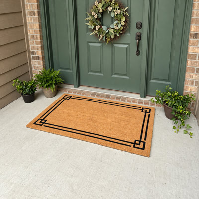 Eastlake Geometric Border Coir Doormat, 22 x 36 Inches
