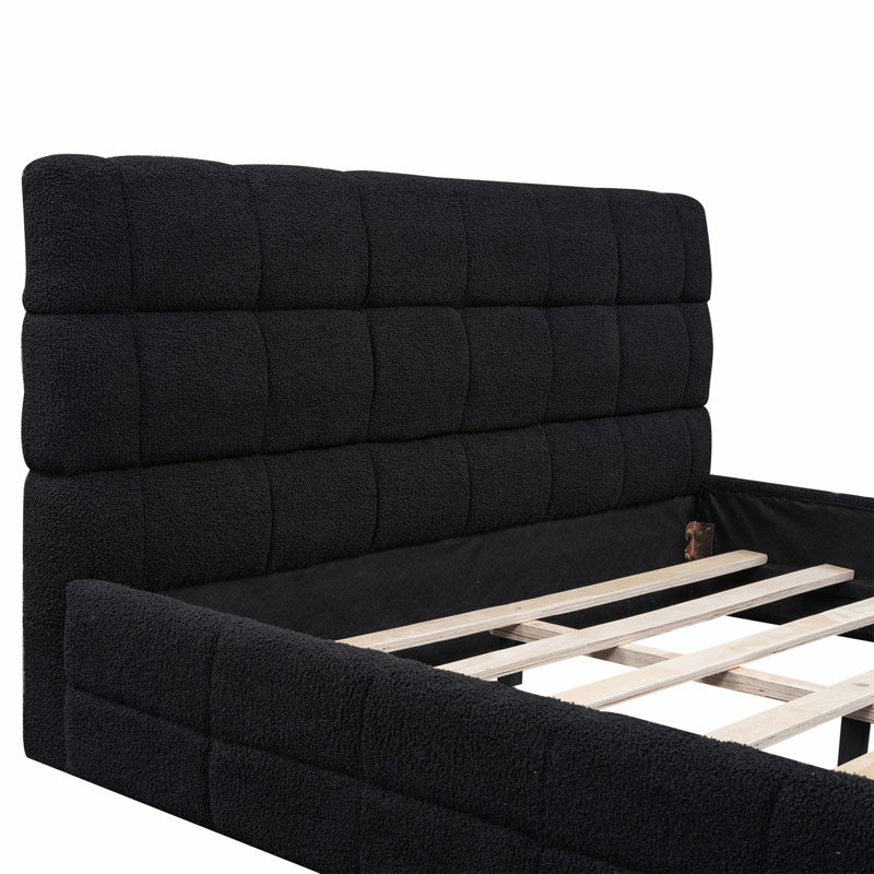 Osuma Upholstered Platform Bed, Queen, Black