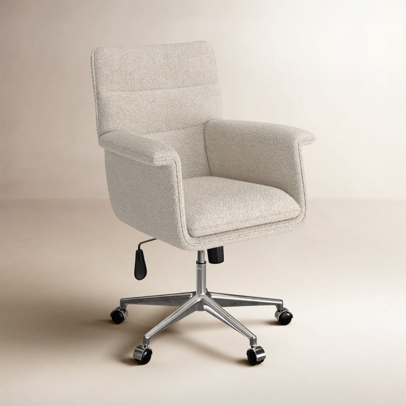 Erie Polyester Blend Executive Chair, Cream Boucle