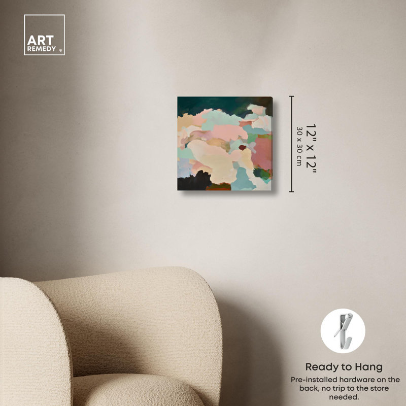 «Brushed Beauty I», art mural vert sur toile par Art Remedy, H 12 po x l 12 po, Toile tendue