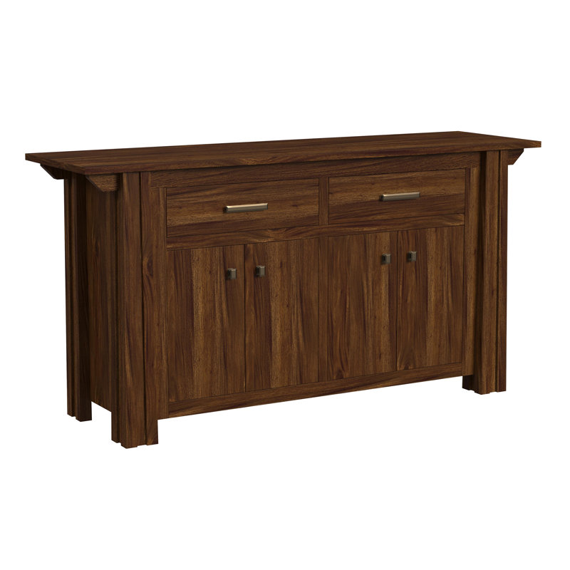 Axelle 8pc Extendable Solid Mahogany Dining Set, 8 Pieces: Table, Sideboard, 6 Chairs