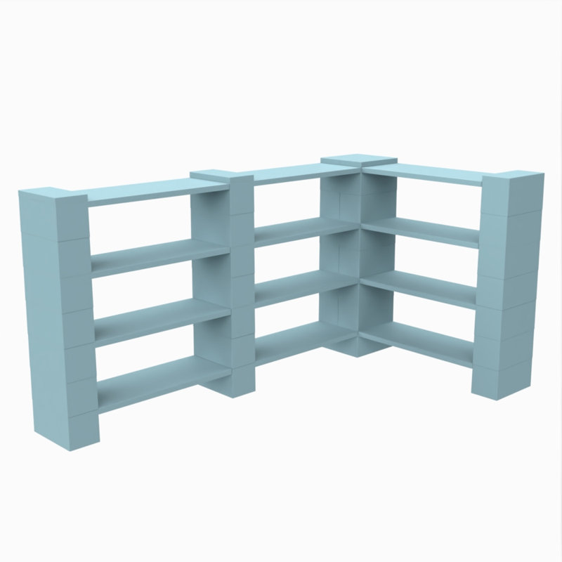 Étagère de coin double à 4 niveaux, Bleu clair