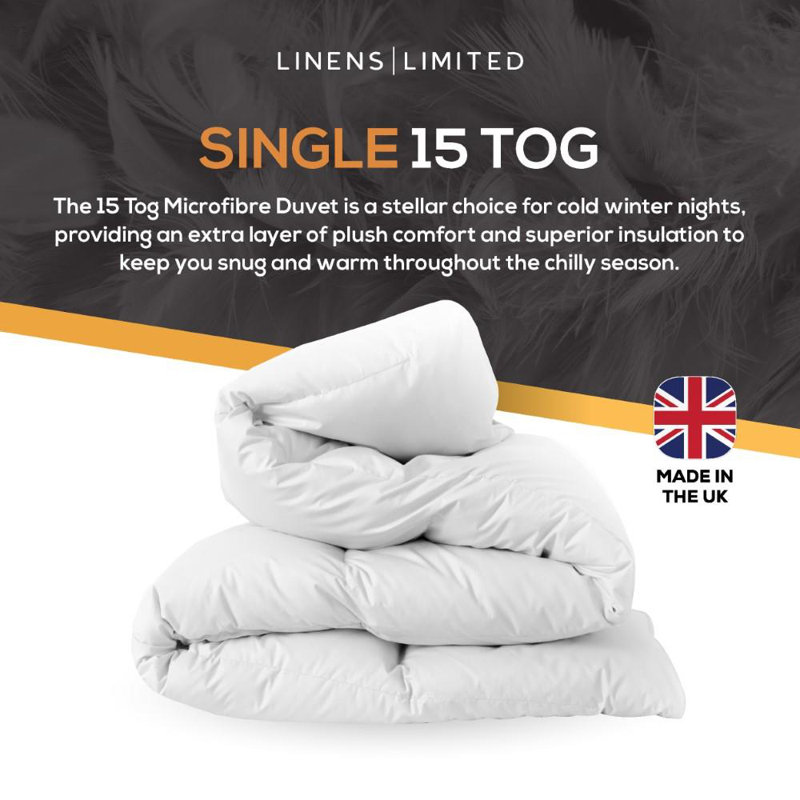 Linens Limited Feels Like Down Duvet, Made in the UK, Luxurious Quilt, Soft and Comfy, Ultra-Fine Siliconised Hollowfibre, Machine Washable (White)