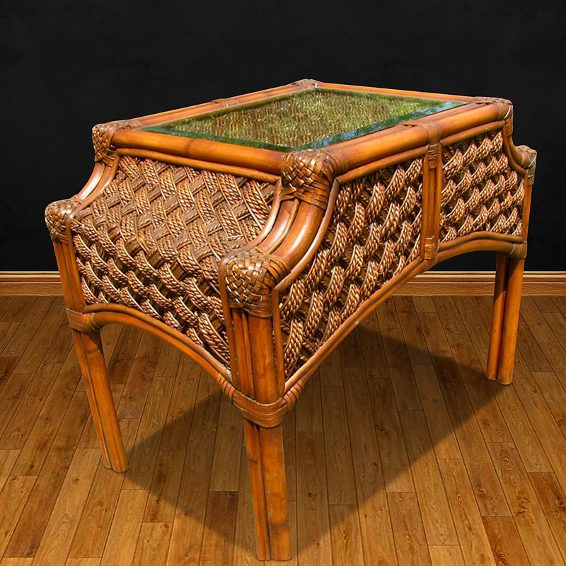 Schmitz Glass Top End Table, Brownwash