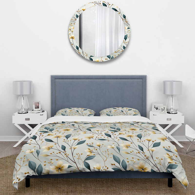 Ensemble de housse de couette Subtle Whispers V - Floral - microfibre de polyester