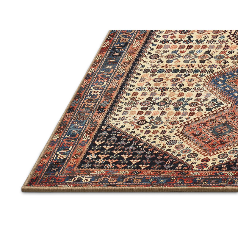 Tapis noir / beige / rouge Southwestern, Rectangle 2 pi x 4 pi