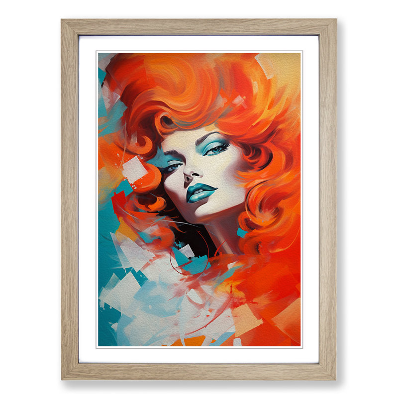 Red Headed Woman Abstract - Framed Print