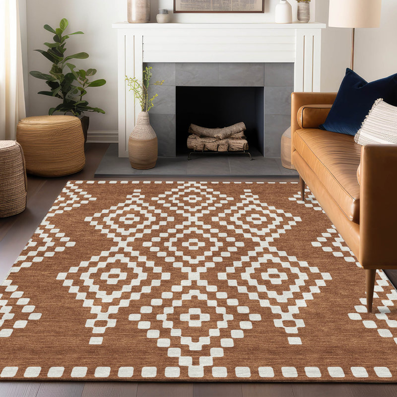 Malek Indoor/Outdoor Area Rug with Non-Slip Backing, Rectangle 10' x 14'