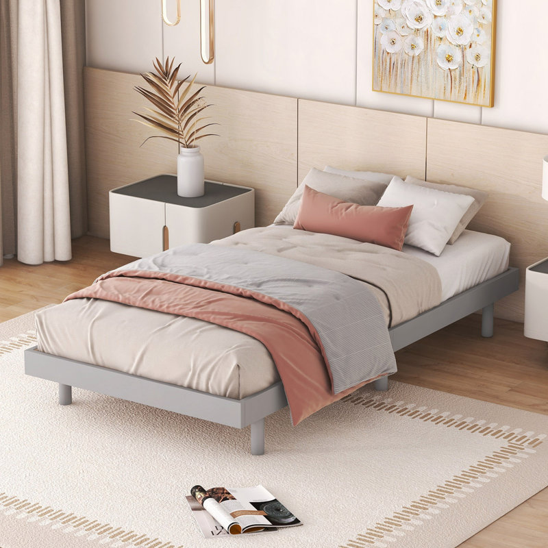 Base de lit plateforme flottante, Lit simple, Gris