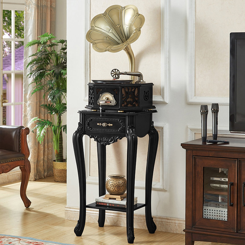 Black+Gold Free Form Solid Wood+Copper Media Players, Black;Gold