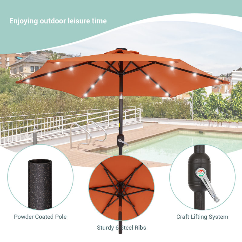 Parasol de marché lumineux 7,5 pi Asylbek, Orange