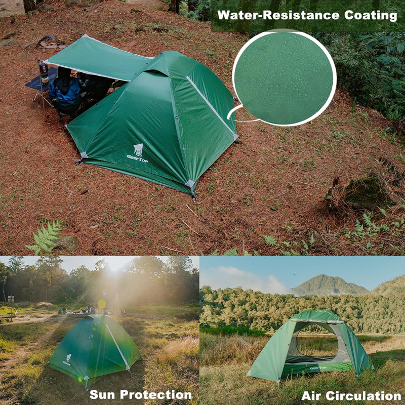 Tente de camping pour 2 personnes - Tente de randonnée à double paroi imperméable pour la randonnée et les voyages