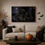 Tableau sur toile d'Halloween avec cartes de tarot, bougies et mer au clair de lune-2070524786