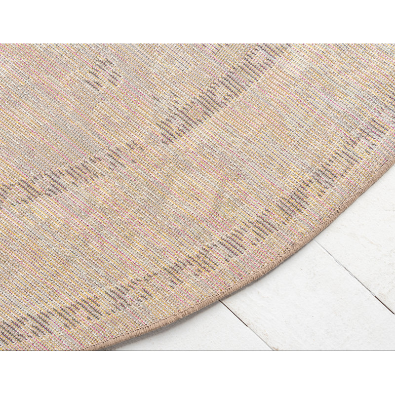 Tapis beige Kalf, Rond 6 pi 1 po