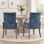 Chaise rembourrée capitonnée avec accoudoirs en chenille et pieds en bois massif, bleu-2093903151