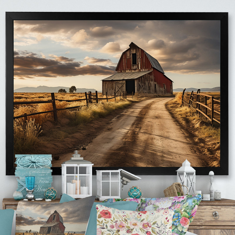 Bentlei Barns Rustic Charm II - Barns Wall Art, Black Single Picture Framed, 30" H x 40" W x 1.5" D