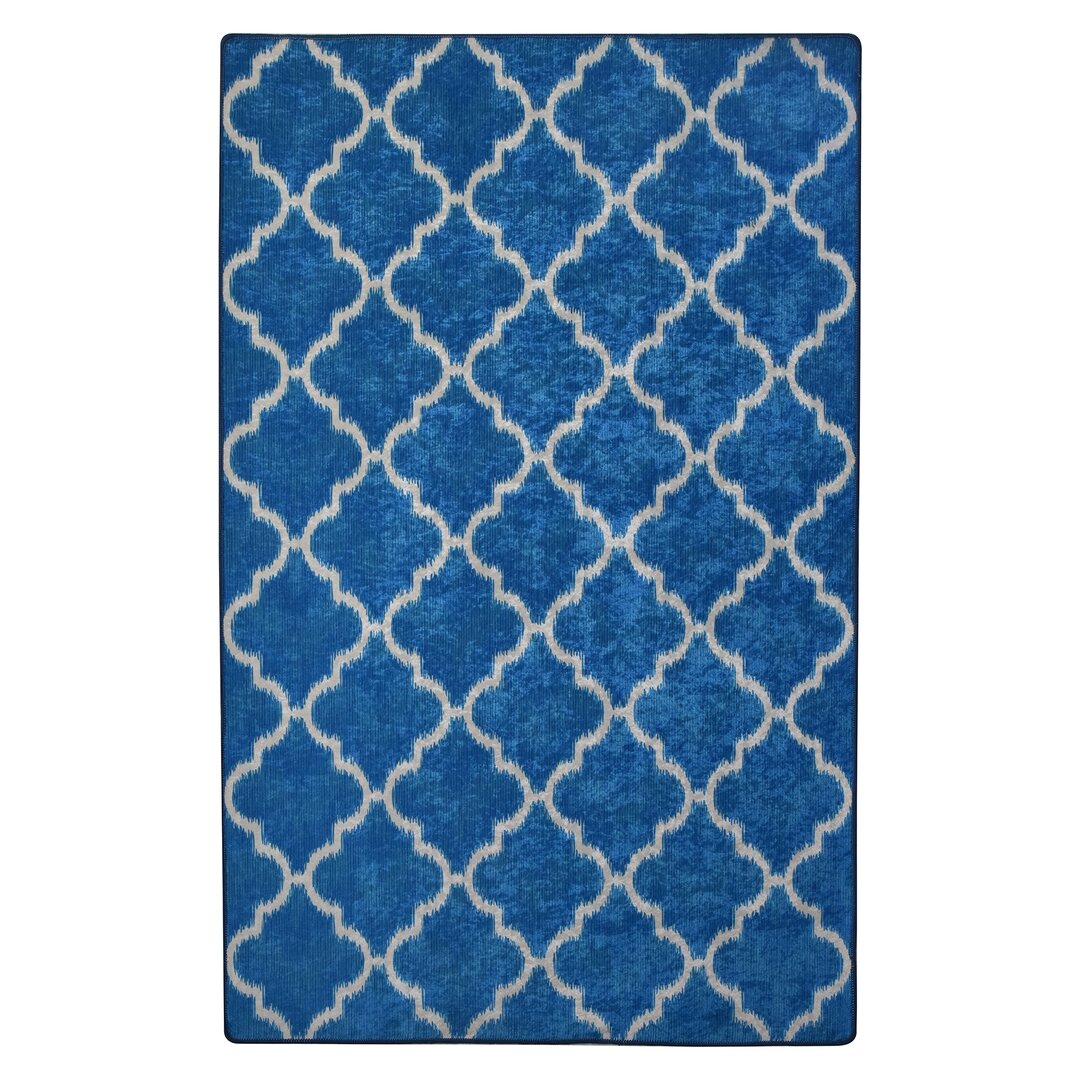 Teppich Poulton Moroccan in Blau/Weiß