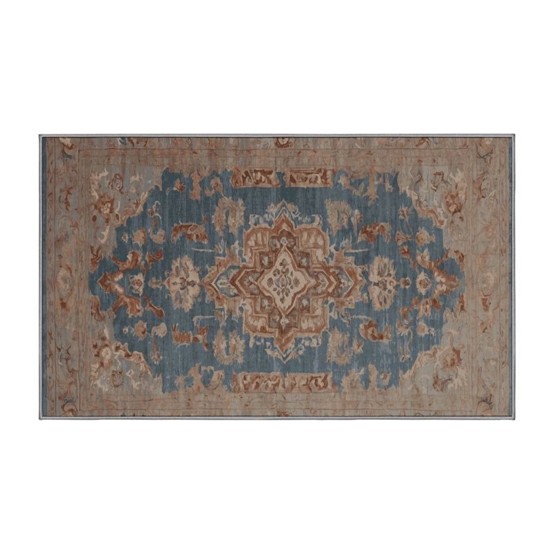 Machine Washable Gray Area Rug, Rectangle 3' x 5'