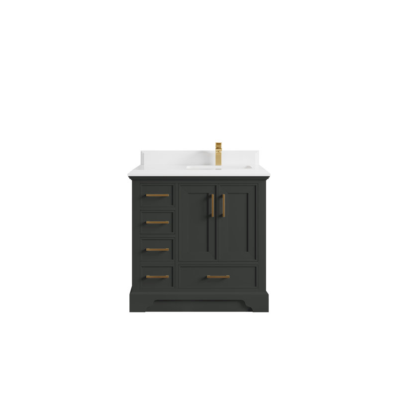 Meuble-lavabo simple 36 po avec comptoir en quartz Jettson