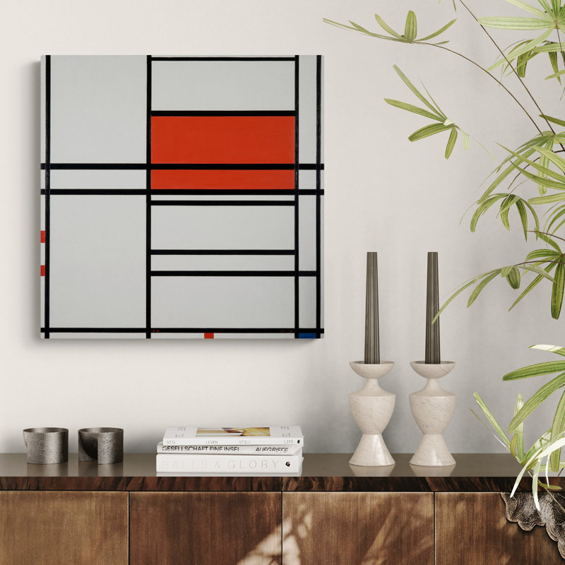Composition No. 4 With Red And Blue by Piet Mondrian - Wrapped Canvas Art Prints, 61 cm H x 61 cm W