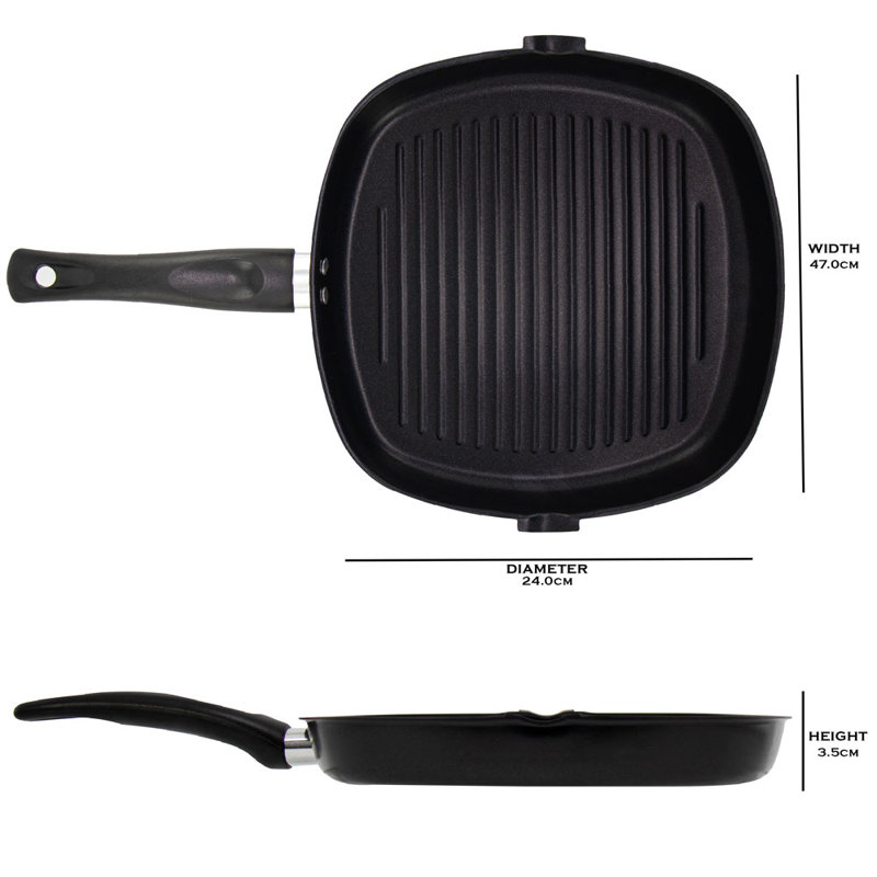 Ultimate Non-Stick Carbon Steel Grill Pan / Griddle Set, 24 cm