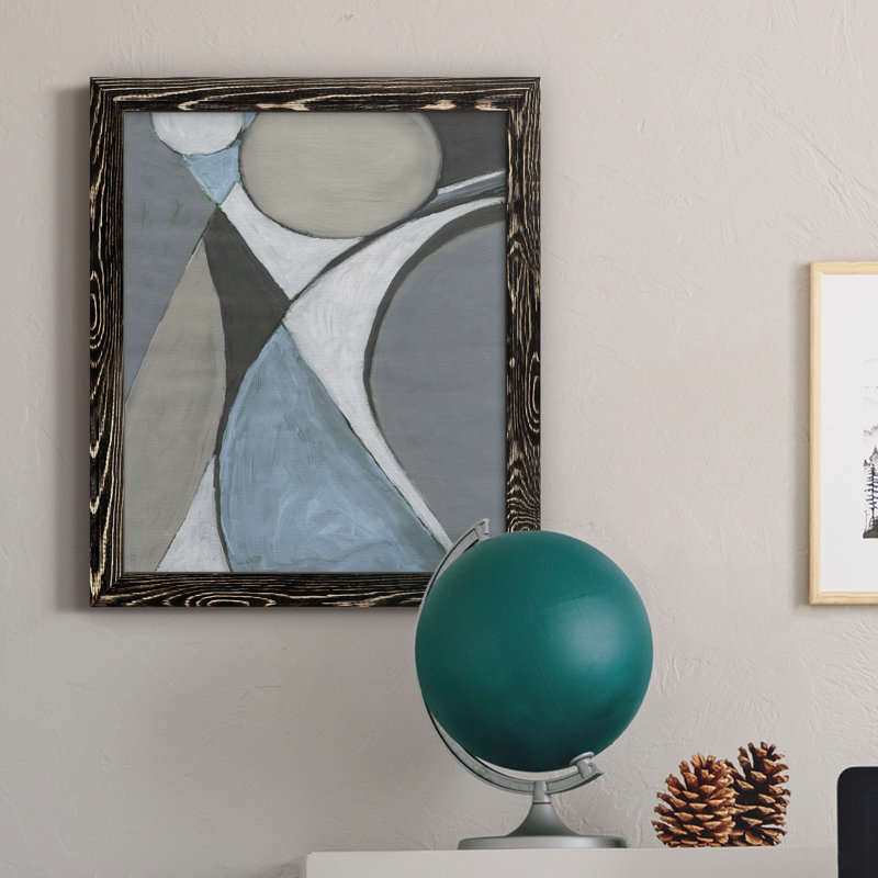 A Soft Jewelli Geometric II - peinture sur toile encadrée, Toile avec cadre noir, H 20 po x l 17 po x P 1,5 po