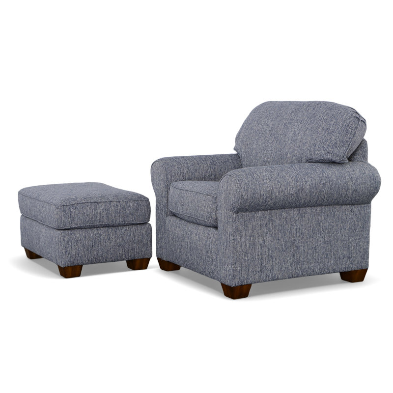 Tobias Chair & Ottoman, Indigo Blue