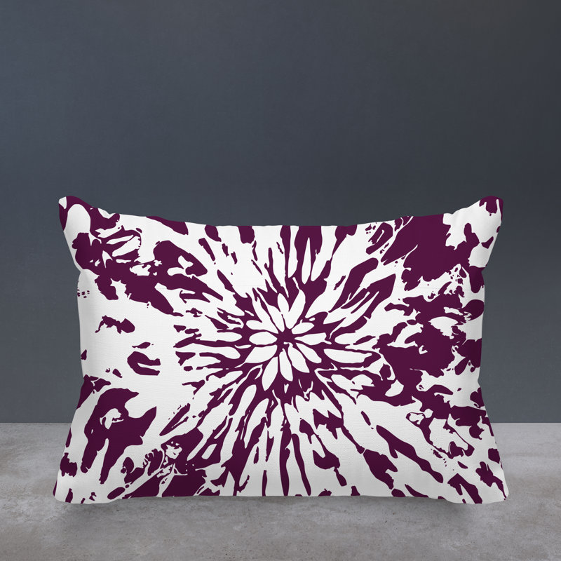 Coussin en polyester Percy Tye Dye Spun, Motif floral mauve / blanc, H 18 po x l 25 po