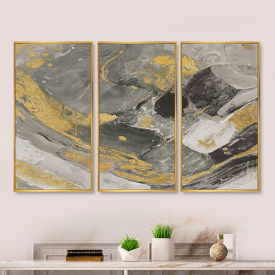 Marbre doré et noir II - ensemble d'art moderne sur toile encadrée moderne et contemporain de 3