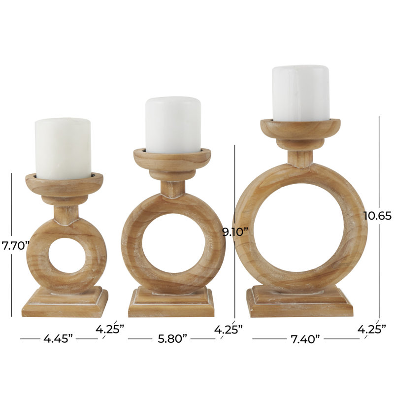 Ensemble de porte-bougie brun en bois