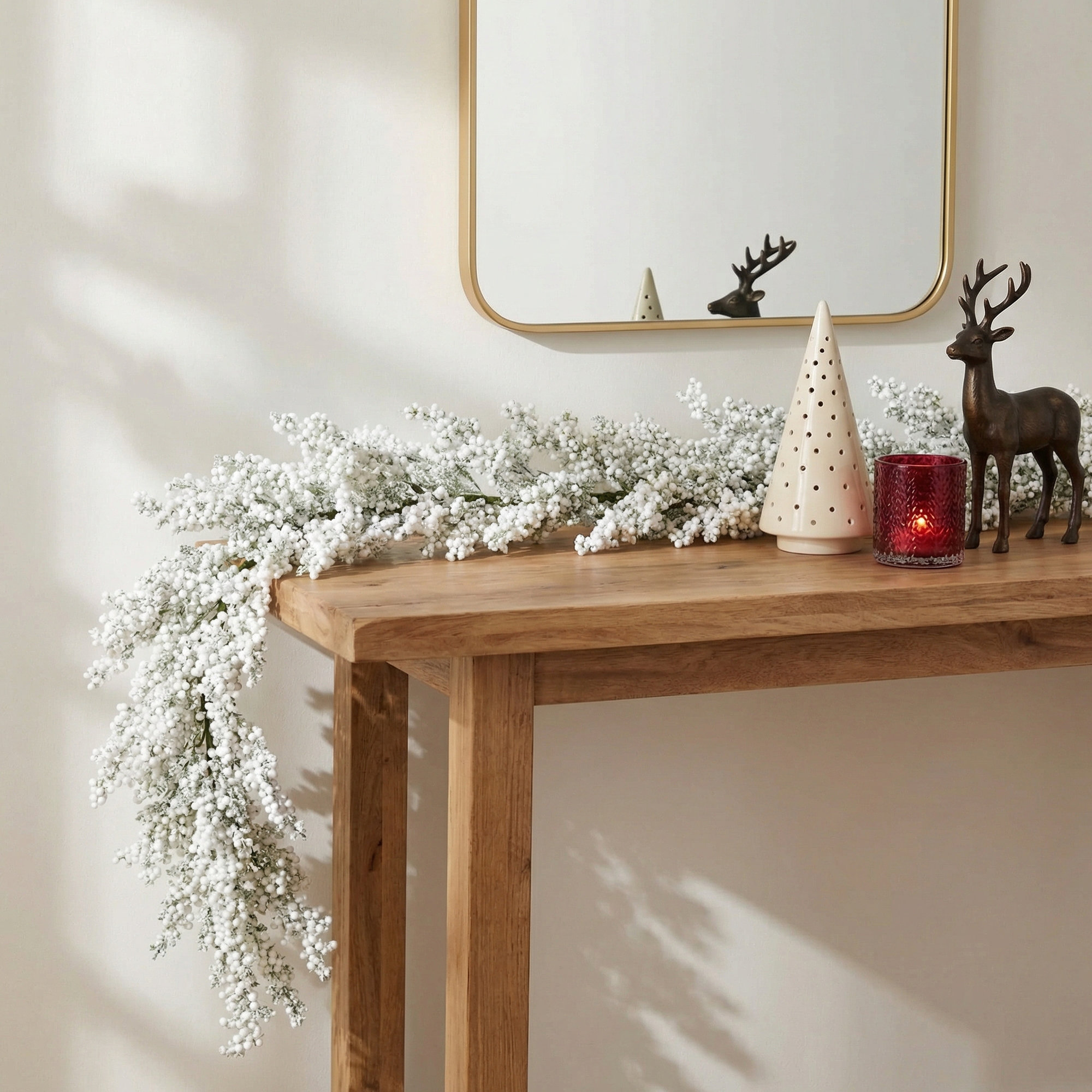 72" Artificial Frosted Juniper Berry Christmas Garland, White