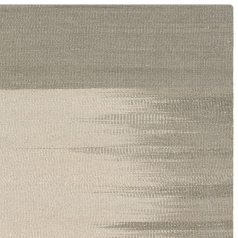 Beige and Light Green Wool Kilim 8' x 10' Area Rug