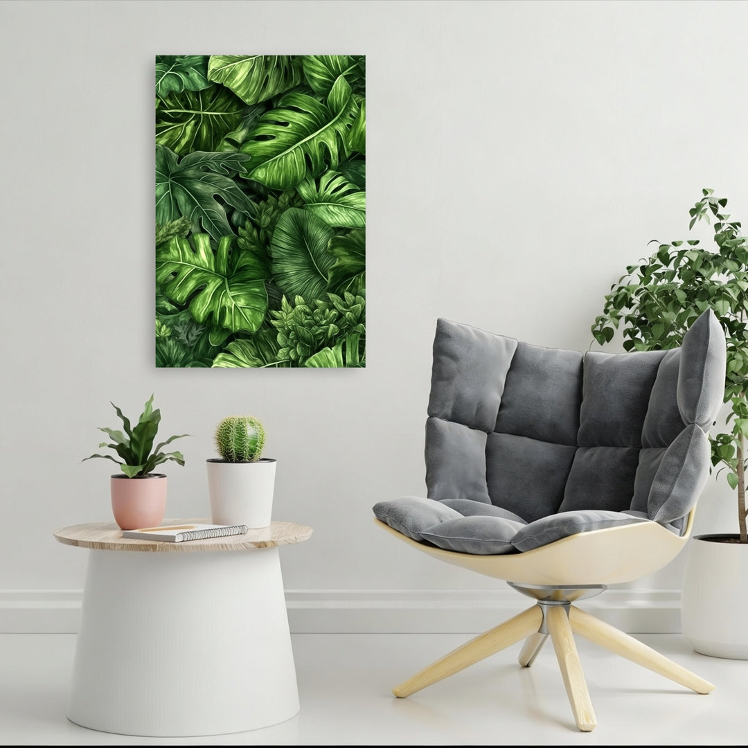 Lush Tropical Leaves Vibrant Abstract Forest Nature Wall Art Print