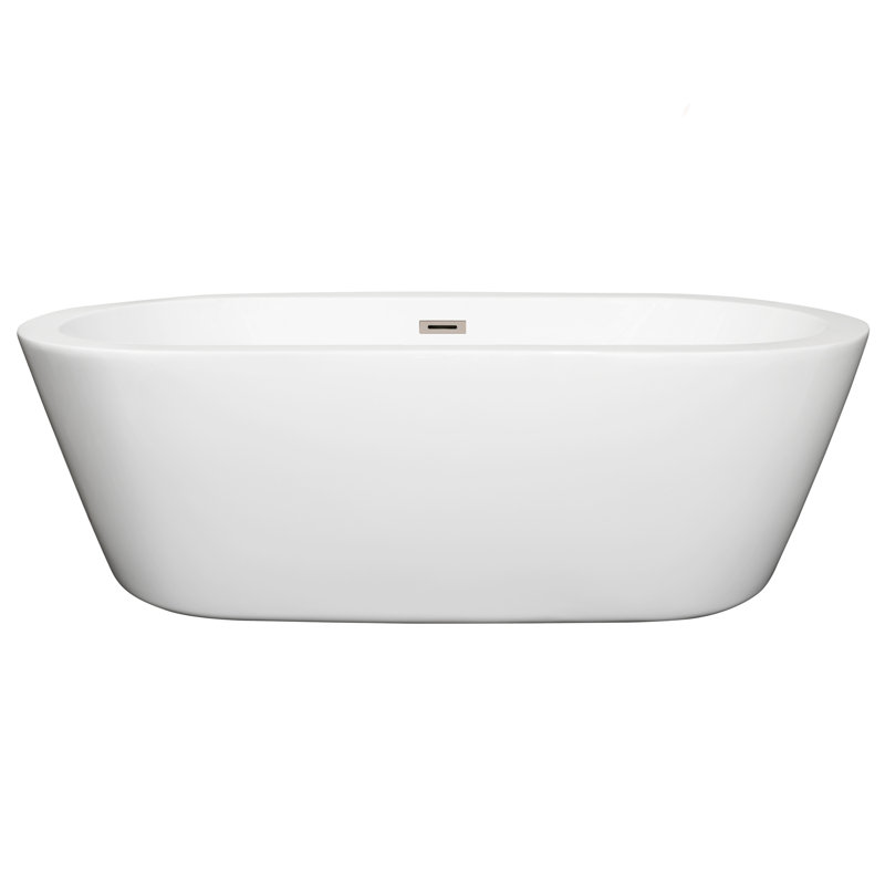 Mermaid 71'' x 33.5'' Soaking Acrylic Bathtub, Brushed Nickel