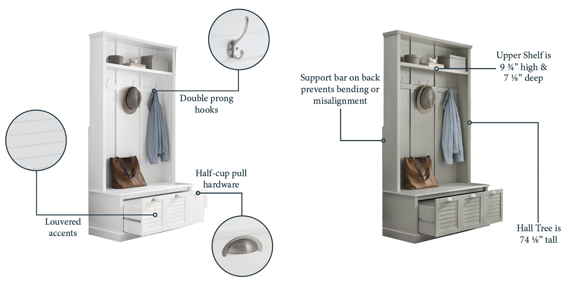 Three Posts Corte Hall Tree 42.5'' Wide with Bench & Reviews Wayfair