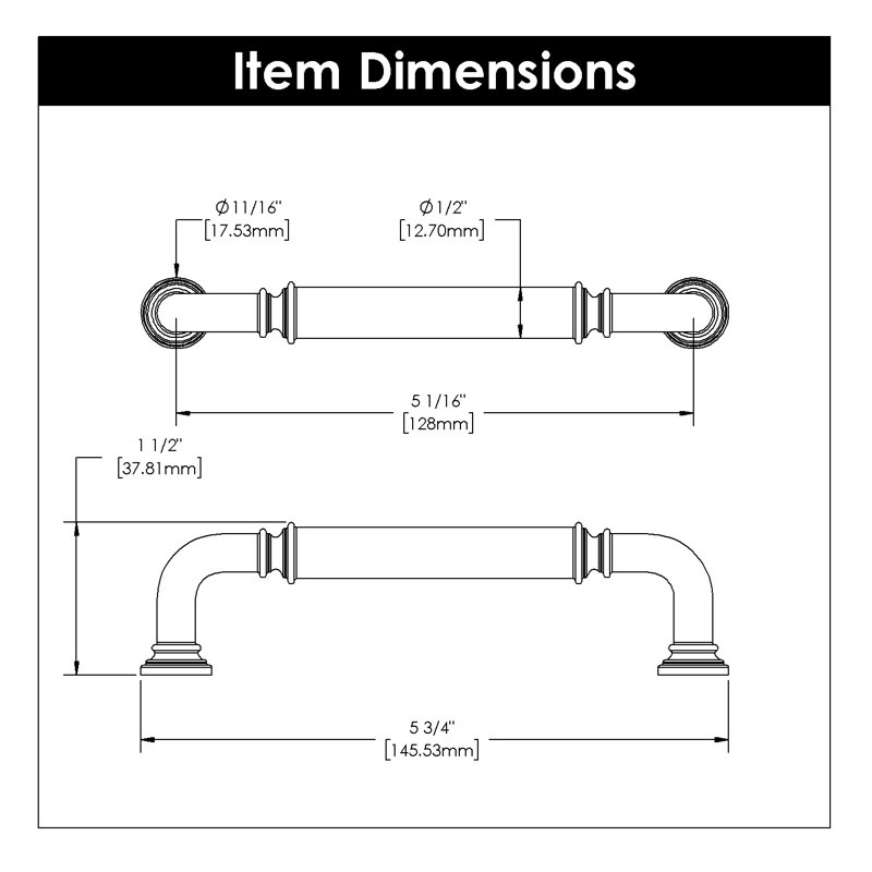 Berkshire Collection Handle Pull - Cabinet Pull - Farmhouse Hardware for Drawers & Cabinets, 5 1/16", Champagne Bronze
