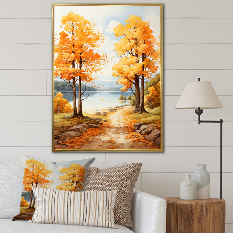 " Maple Trees Golden Canopy II ", Gold Floater Frame, 40" H x 30" W x 1.5" D