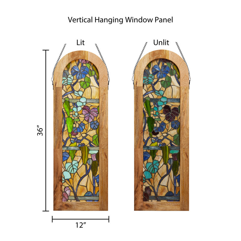 36"H Fruitful Grapevine Stained Glass Window Panel