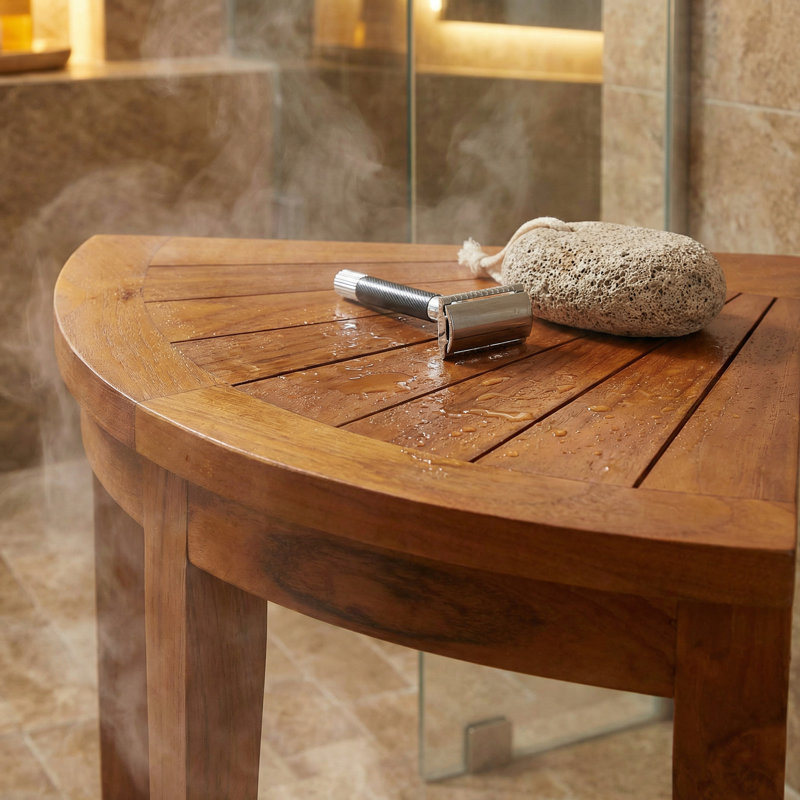Canonero 15.5'' W Teak Corner Shower Bench