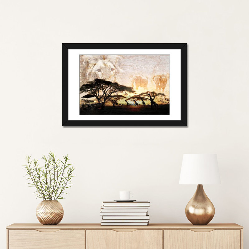 «Savanna» par GraphINC - Estampe numérique sur toile tendue avec châssis, H 3 po x l 16 po x P 24 po, Blanc