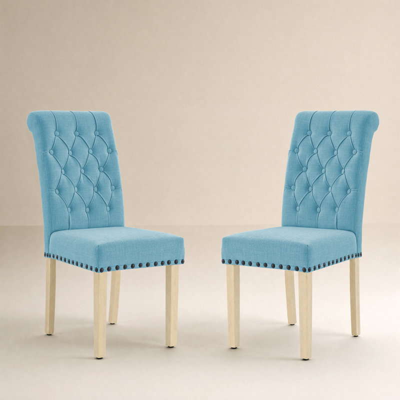 Chaises de salle à manger rembourrées Amby, Bleu pâle