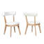Ensemble de 2 chaises de salle à manger rembourrées modernes, bois d'hévéa, naturel et beige