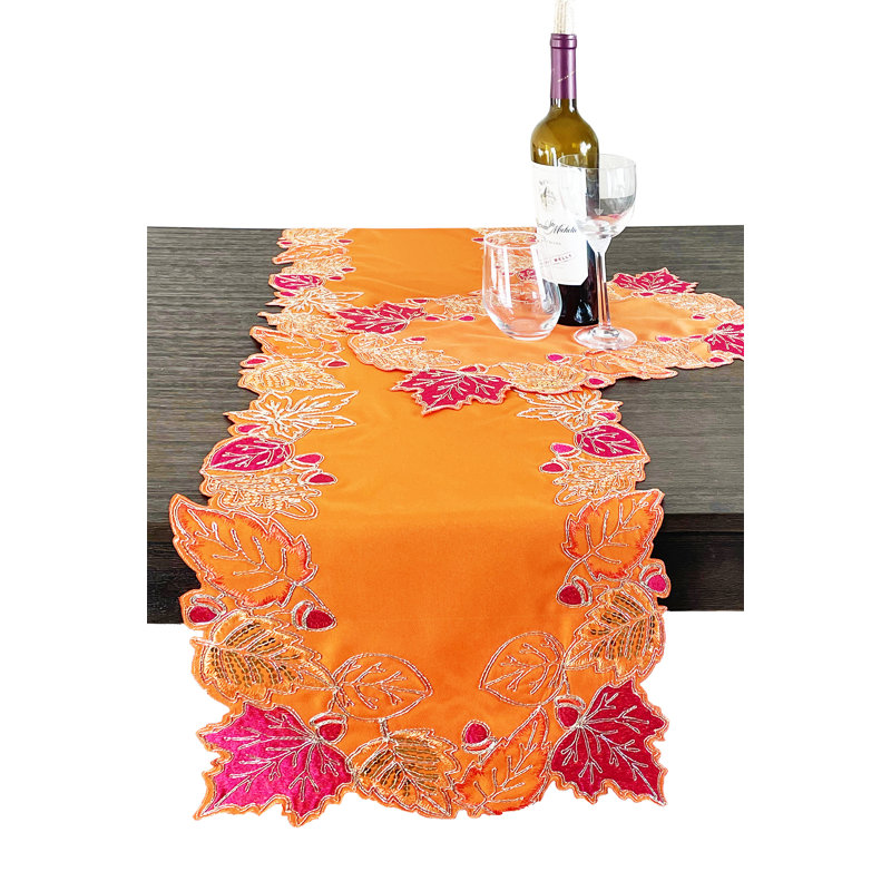 Oyee Floral Thanksgiving Table Runner, 106" x 16" 
