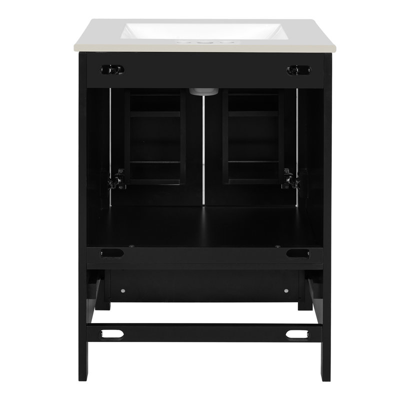 48-Inch Bathroom Vanity With Integrated Undermount Sink, Storage Cabinet, Soft-Close Doors, Divided Drawer, And Double-Layer Door Shelf For Versatile Storage
