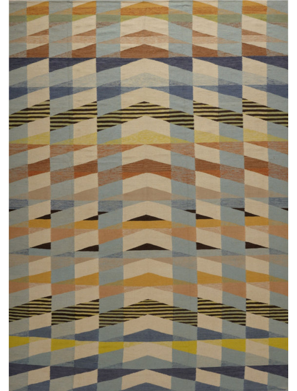 Chevron Area Rug in Blue/Beige