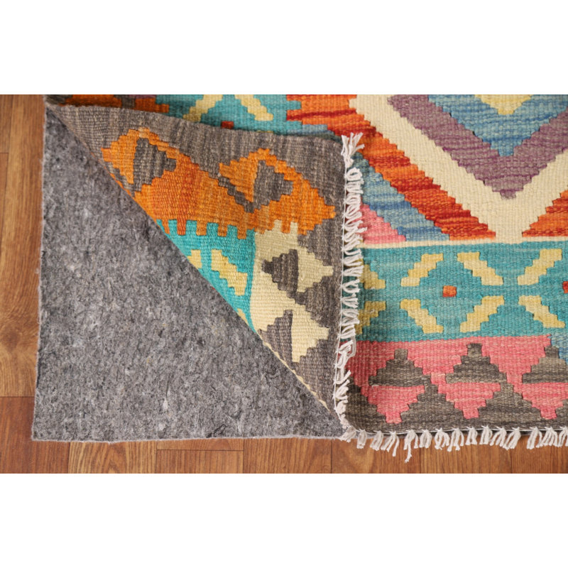 Geometric Kilim Reversible Wool Rug 4x6