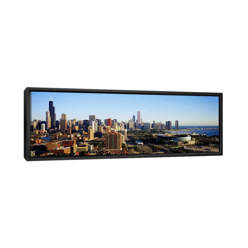 «Chicago, Illinois», reproduction de photo sur toile, H 12 po x l 36 po x P 1,5 po, Cadre noir