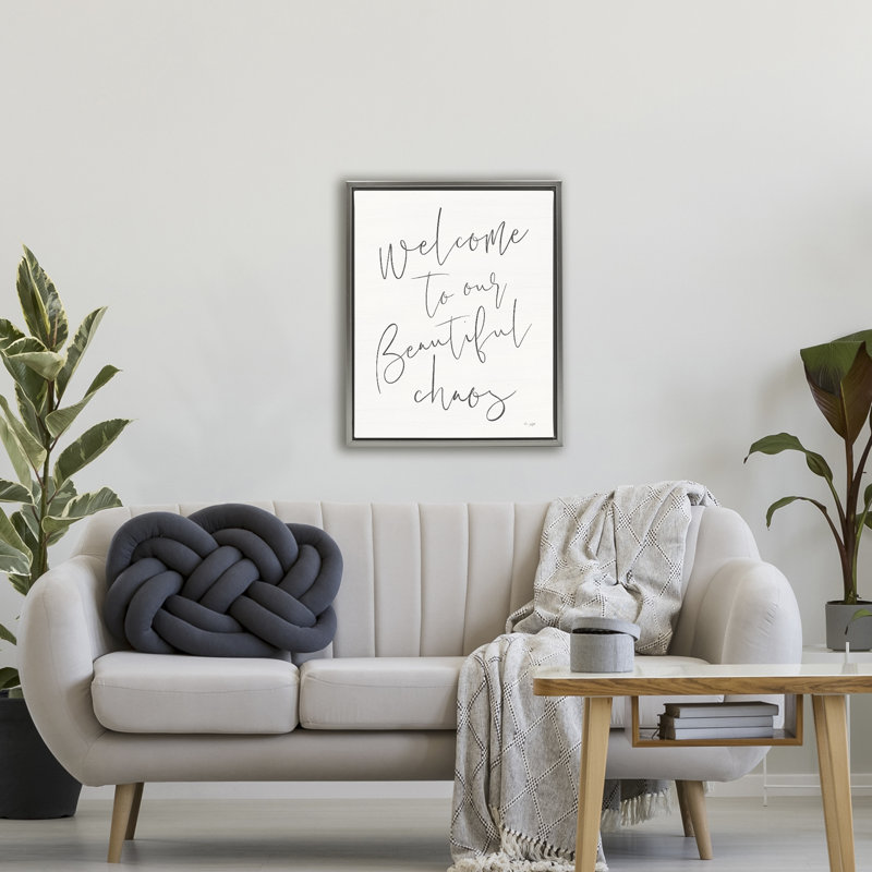 Welcome to Beautiful Chaos Floating Frame, design by Jaxn Blvd., H 31 po x l 25 po, Cadre flottant gris lustré