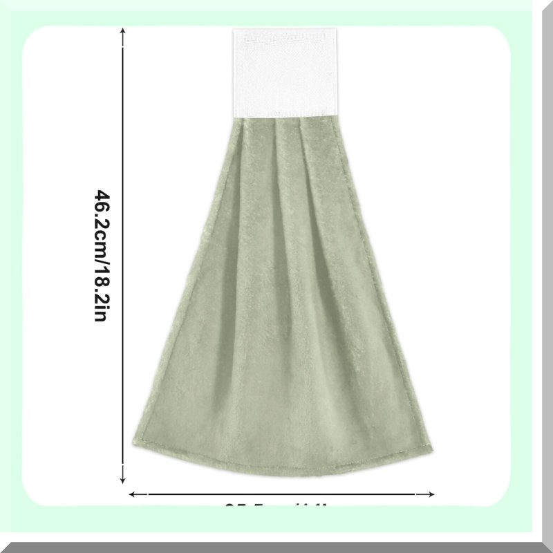 Sage Green Microfiber Hanging Kitchen Towels - Soft & Absorbent Set of 2 with Loop