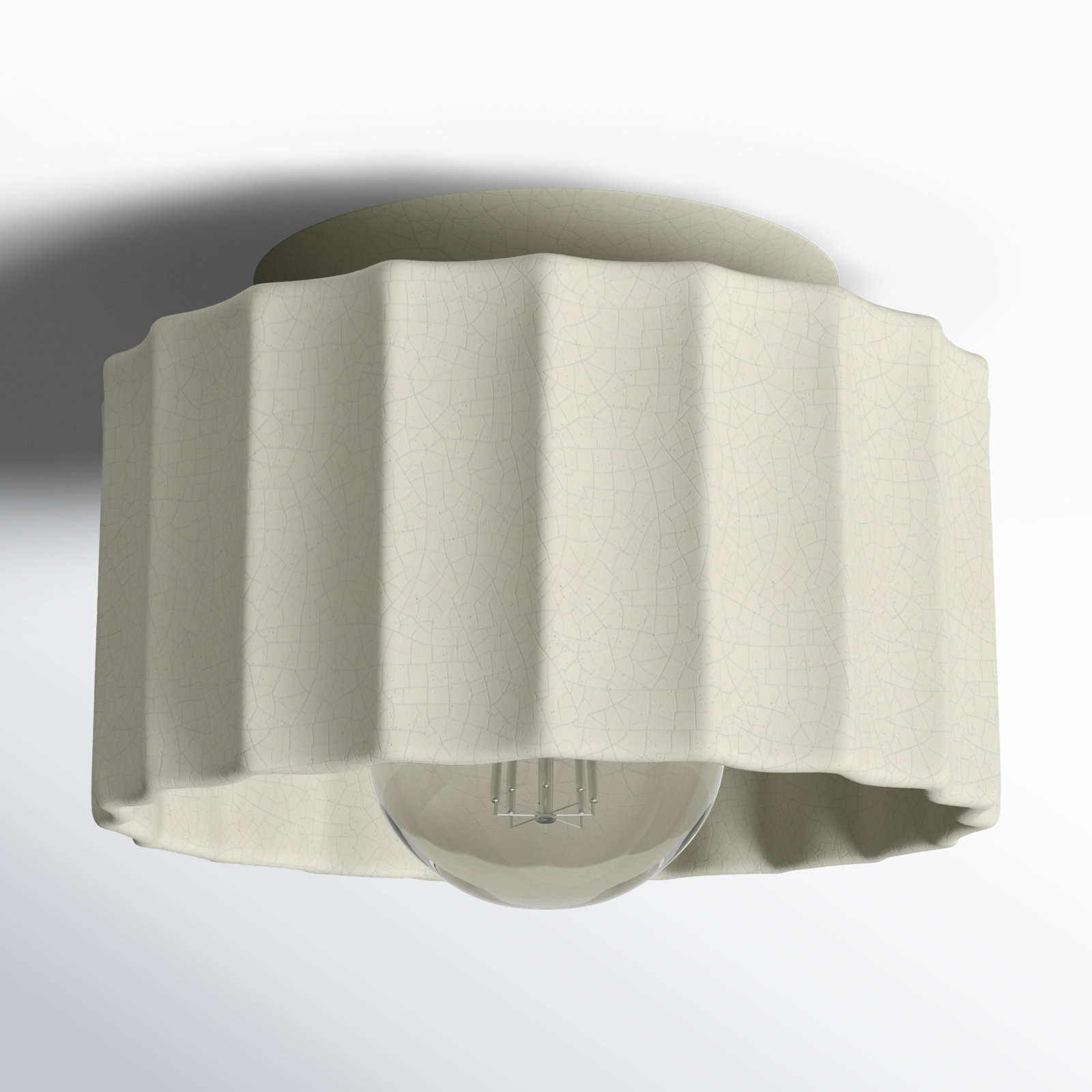 Colgate Ceramic Round / Oval Outdoor Flush Mount, White Crackle, 5" H x 8" W x 8" D